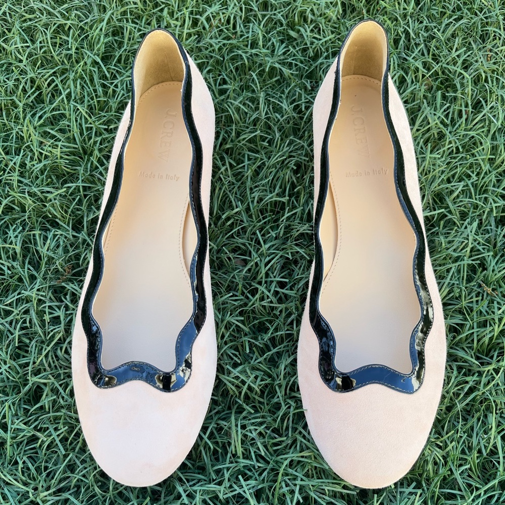 J crew Scalloped Suede Ballet Flats Sz9